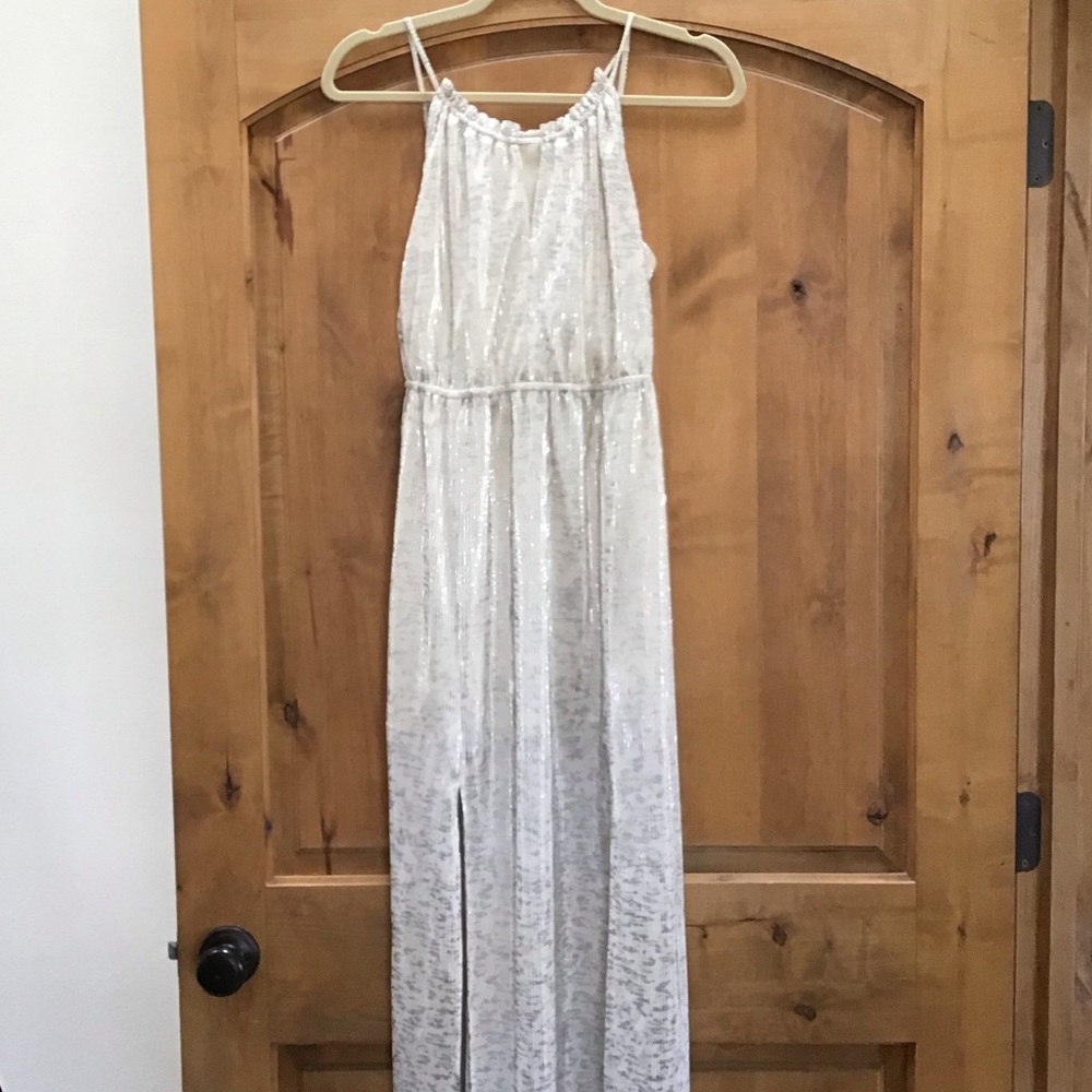 Bcbg Generation silver metallic maxi dress XS
